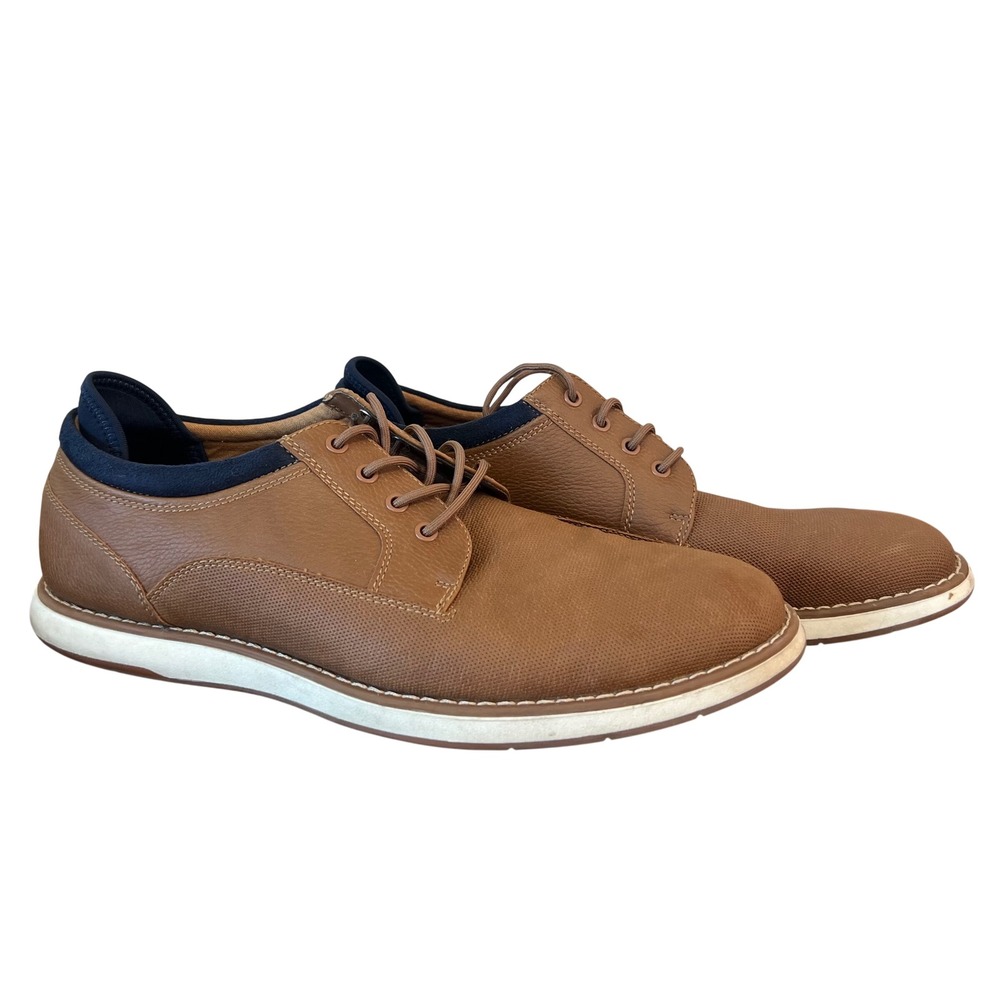 ALDO Mens Cognac Brown Navy Textured Lace Up Casual Derby Shoes Size 11 EUR 44